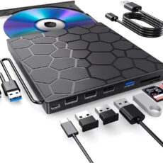 Lecteur CD/DVD externe pour ordinateur portable, 8 en 1
